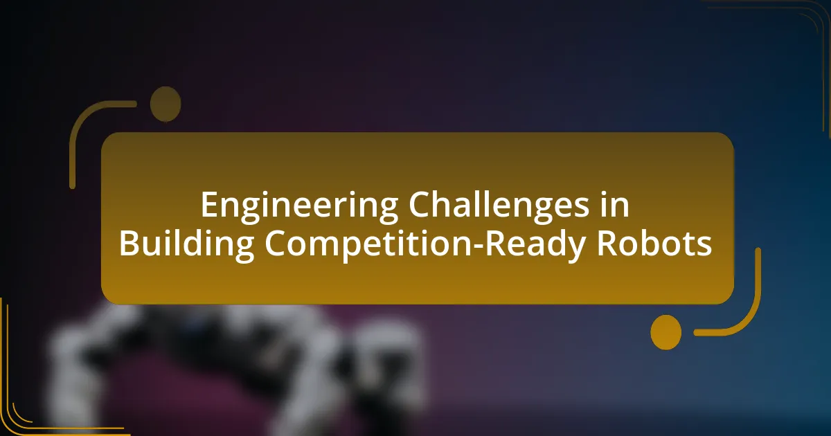 Engineering Challenges in Building Competition-Ready Robots